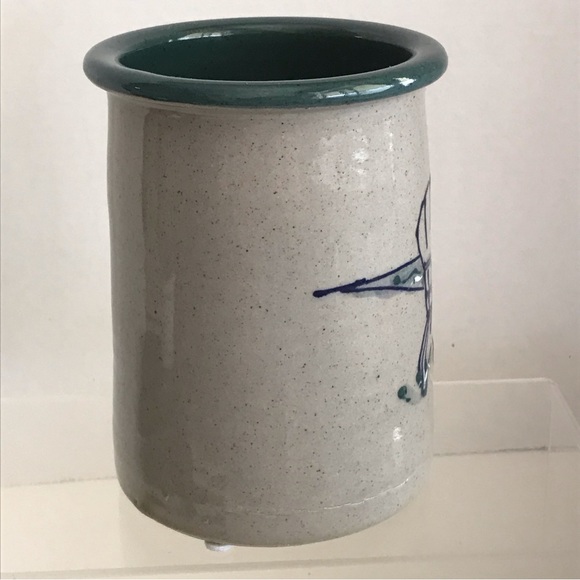 Great Bay Pottery Stoneware 6" Wine Chiller/Utensil Crock Holder Hand Decorated - Picture 4 of 14